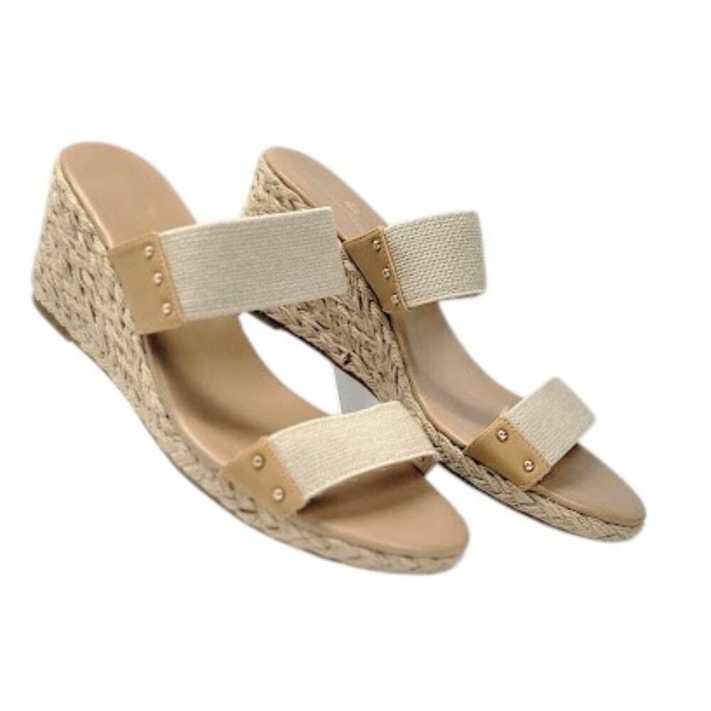 TOMMY BAHAMA WOMEN'S Super Espadrille Wedge Sandals Double Strap Elastic Size 10